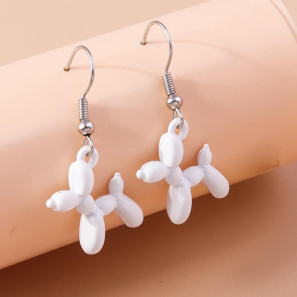 Cute Candy Color Balloon Dog Earrings for Women Girls Cartoon Animal Drop Earrings Jewelry Gifts