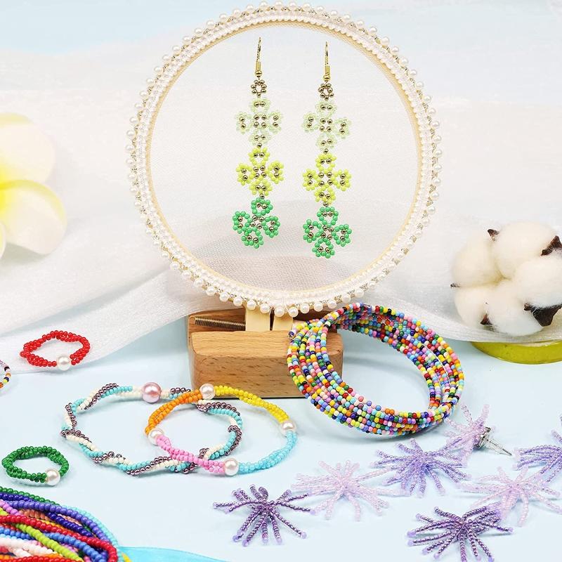 7000Pcs/15 Color Bracelet Glass Beads Small Craft Beads Kit Loose Spacer Bead for Jewelry Making with Storage Boxes