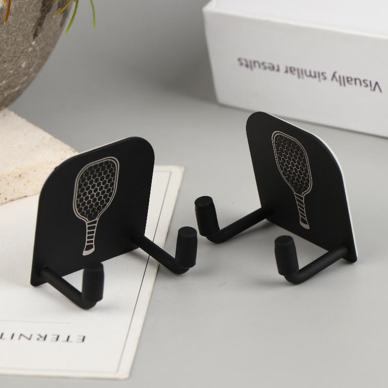 2Pcs Universal Pickleball Racket Holder Wall Mounted Racket Rack Stainless Steel Wall Hook Badminton Racket Holder
