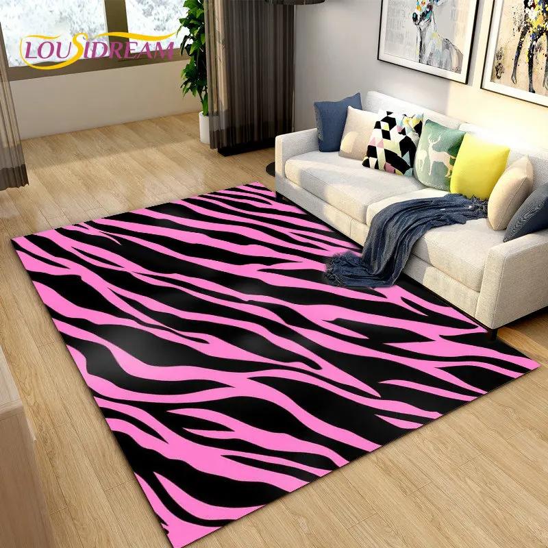 Tapis de Zone Grand Série Couleur 3D Motif Zèbre, Tapis pour Salon Chambre Cuisine Décoration Paillasson, Tapis de Sol Antidérapant