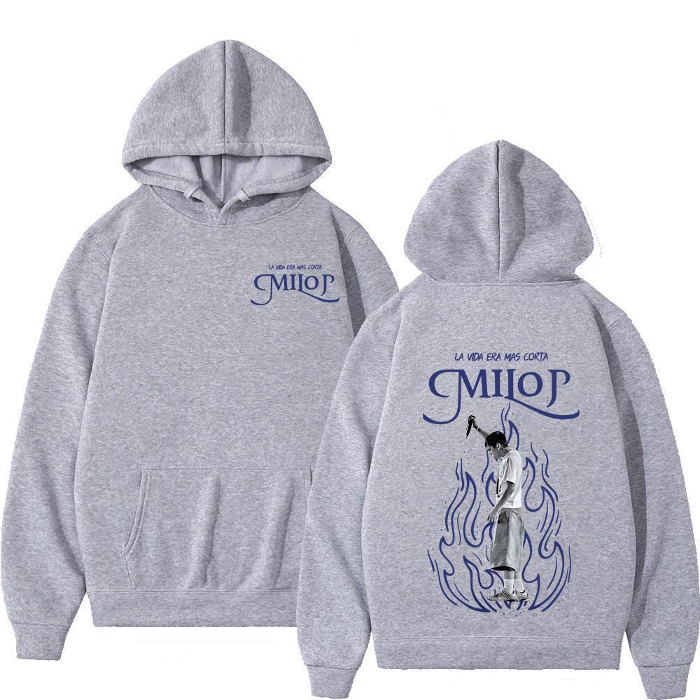 Rapper Milo J La Vida Era Mas Corta Album Tour 2026 Print Hoodie Unisex Hip-hop Sweatshirts Oversized Casual Fashion Pullover