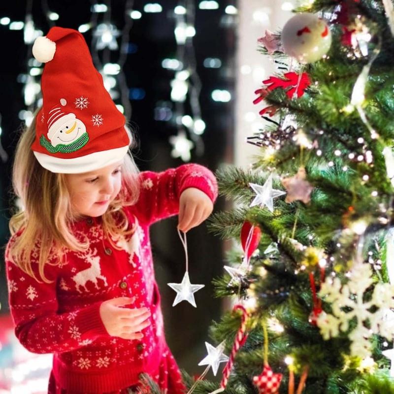 10pcs Exquisite Christmas Hat, Santa Hat Holiday Hat for Unisex Adults Festival Party Hat Plush Santa Hat Red Hat