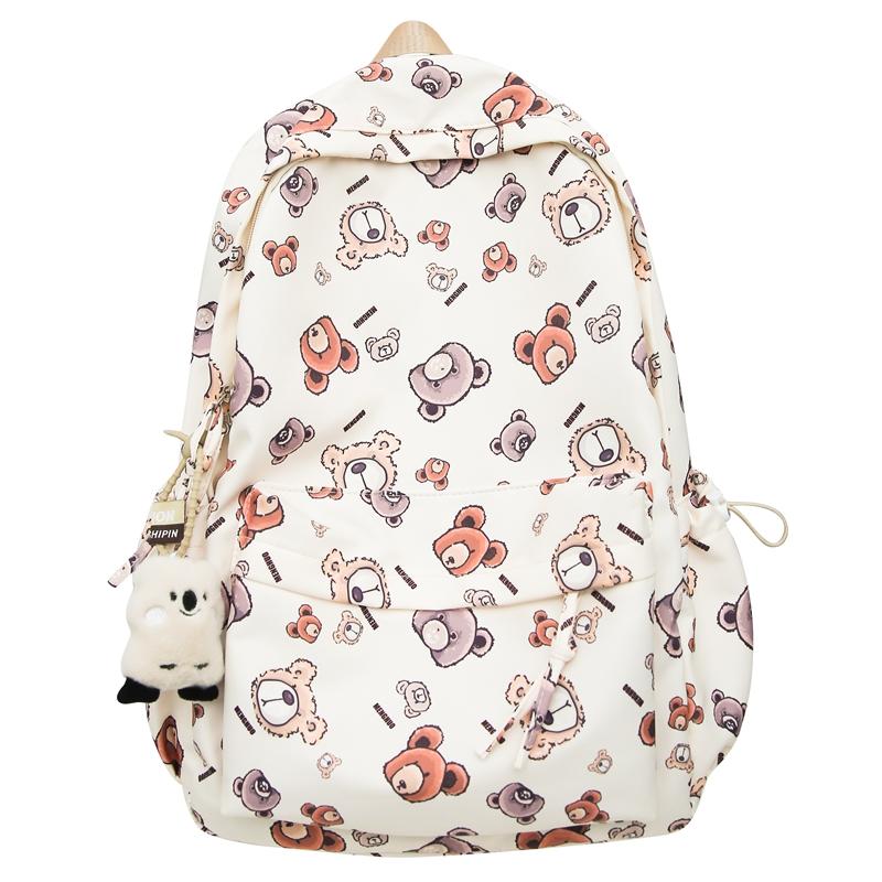 Bear Print Large Capacity Backpack Children Book Bag Cute Student Schoolbag