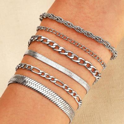 Pulseira Simples de Corrente com Lâminas de Metal Multicamadas Conjunto de Pulseiras Camadas de Moda Boêmia
