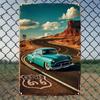 Racing Car Retro Style Metal Decorative Painting for Garage Room Decor