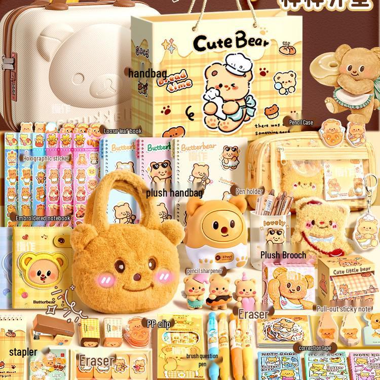 Butterbär Briefpapier Geschenkbox: Zurück zur Schule Set für Kinder, Kindergarten-Abschluss, Geburtstags-Souvenir für Mädchen.