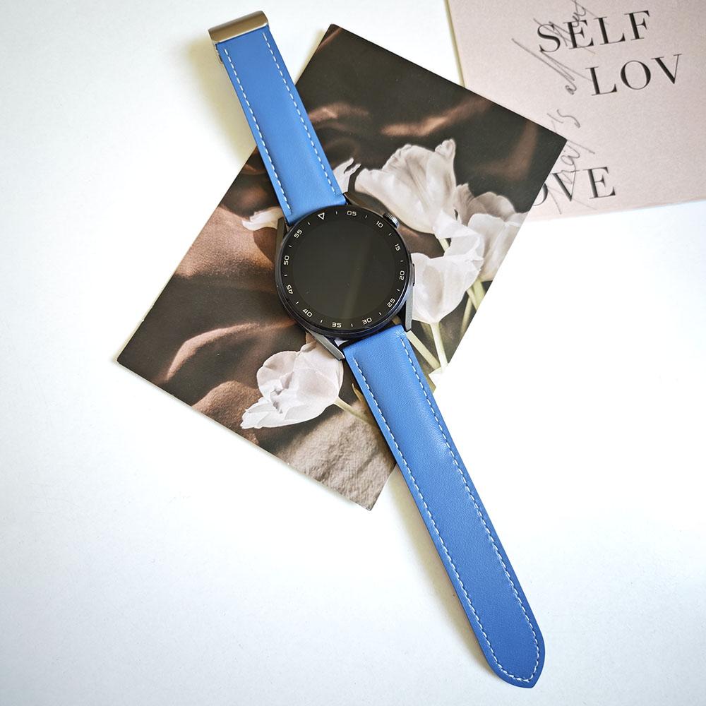 

Універсальний ремінець 20 мм на заміну, шкіряний ремінець для годинника з магнітною застібкою Blue