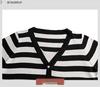 Plus Size Women's Summer Striped V-Neck Two-Piece Ice Silk Knit Top