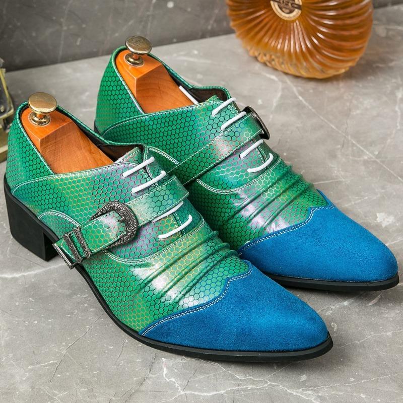 Shoes for Men Large-size38-46 High-heel Bottom Pointed Men's Shoes Mid-heel Shoes Shallow Single  Men's Shoe Zapatillas Hombre