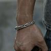 Hot Thai Vintage Men Twisted Bracelet Open Bangle 925 Sterling Silver
