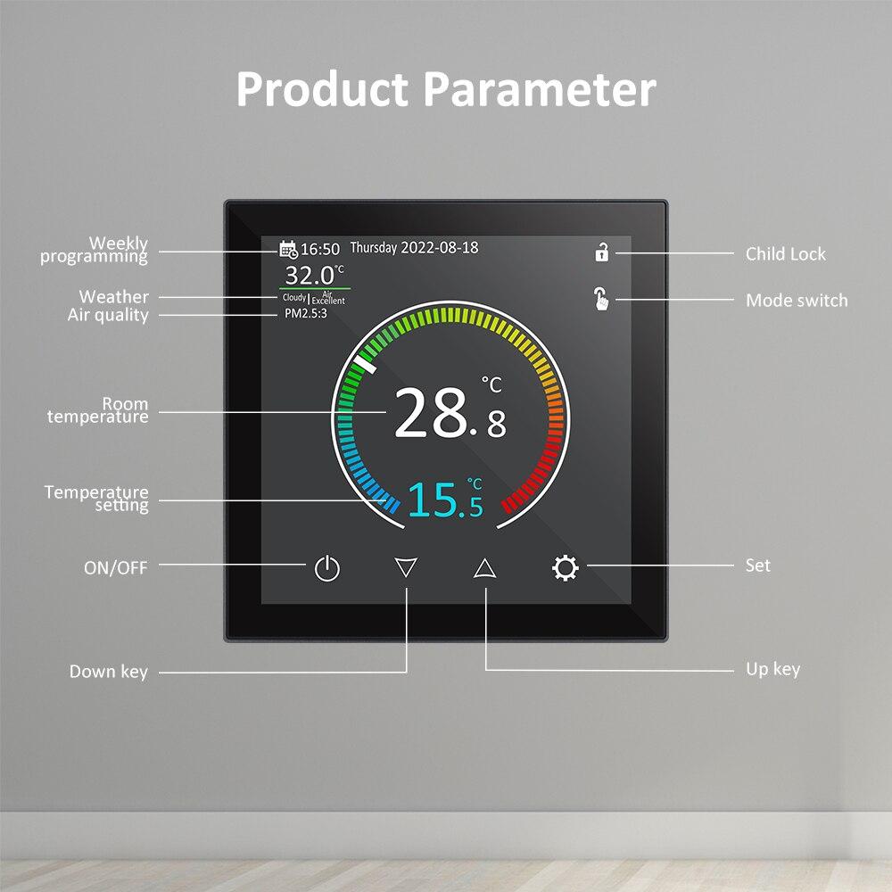 HYT001 Tuya WiFi Smart Thermostat Customizable UI Icons Programmable Color Screen for Underfloor Heating