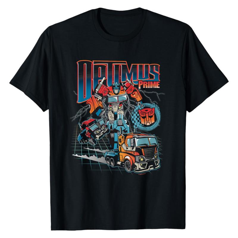

Optimus Prime Truck Mode Transformers TShirt Robot Vehicle Form Graphic Print Crew Neck Cotton Oversized Street Fashion Tops M