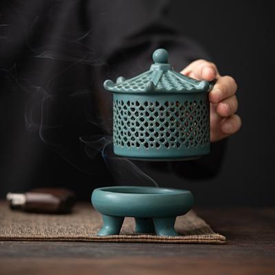 Gutta Disc Incense Burner Chinese Zen Vintage Three-legged Incense Burner Ceramic Tea Ceremony Zen Ornaments Home Decoration