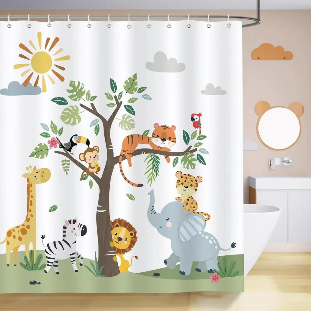 Positive Affirmation Shower Curtain-Rainbow Colors of Sunlight and Stars Exciting Bathroom Decorative Shower Curtain