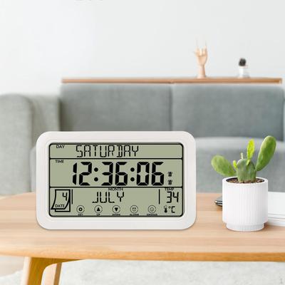 Digital Wall Clock Decor Temperature Humidity Display Silent Desk Mounted Clocks for Home