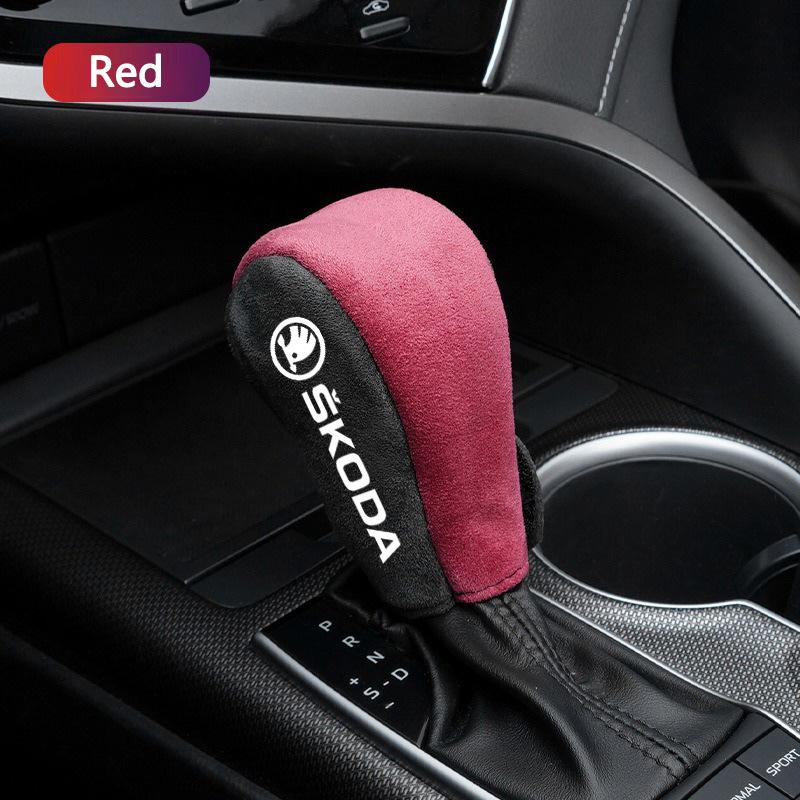 XOWS7 Leather Car Gear Car Shift Lever Cover Car Gear Shift Knob Auto Styling for Skoda Octavia A5 A7 Fabia 1 Superb Kamiq Rapid Yeti