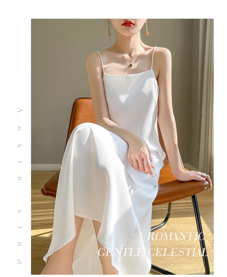 2024 Summer One-Shoulder Satin Acetate Camisole Dress for Women