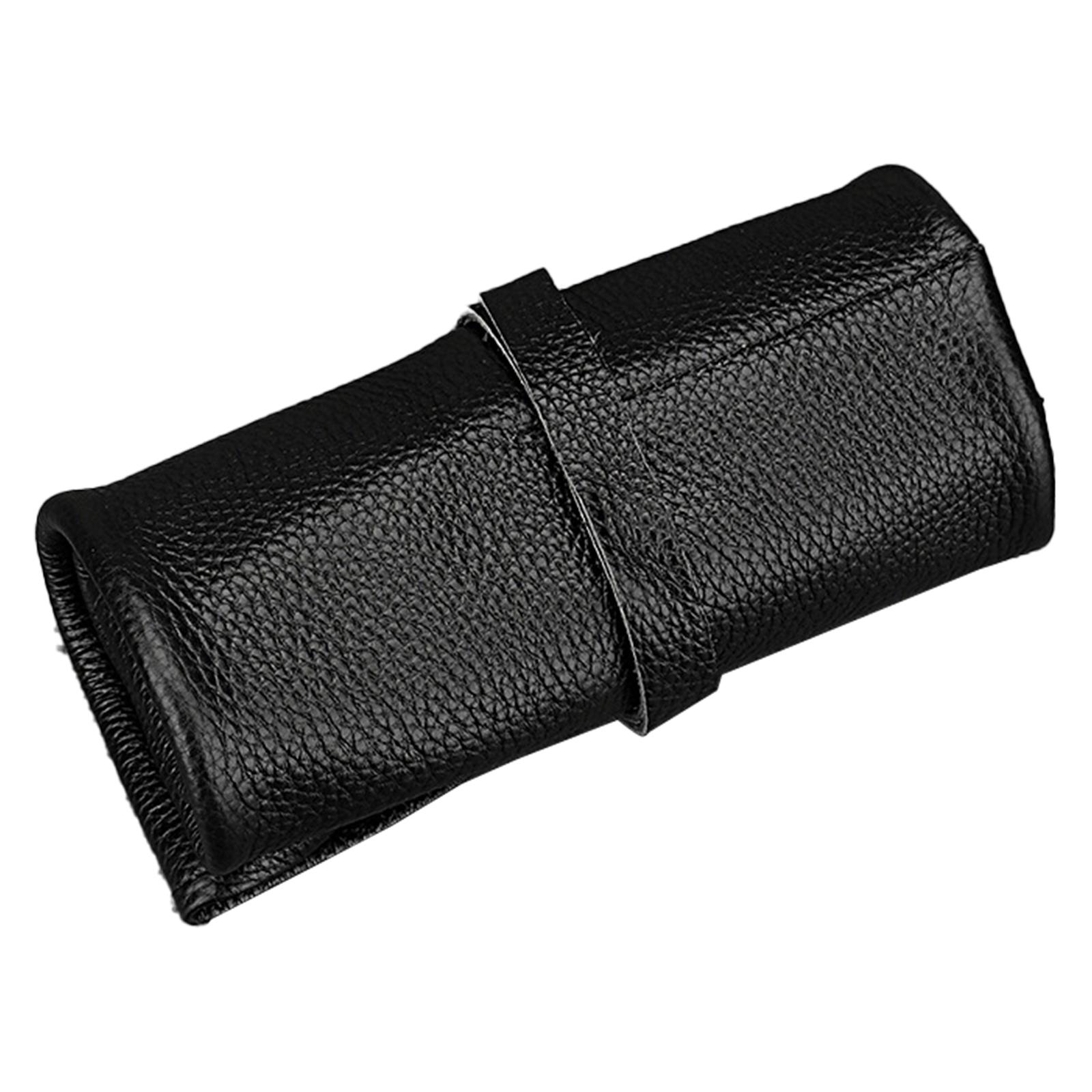 

Дорожный футляр из натуральной кожи для механических часов, изысканная мягкая подкладка, чехол для хранения часов чёрный