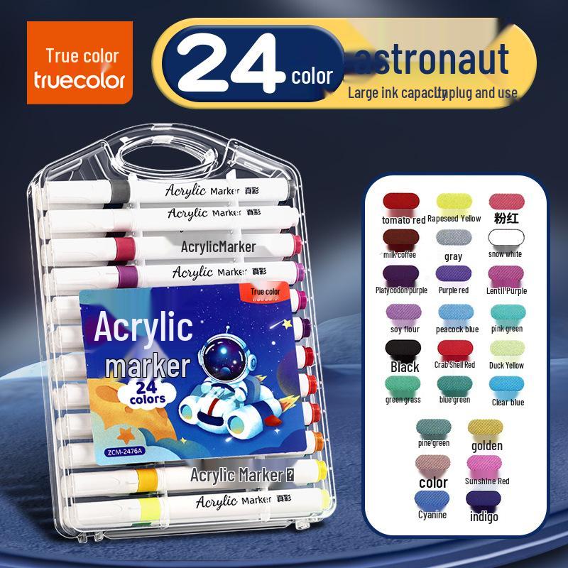 True Color Soft Tip Acrylic Marker Pens - Non-Bleeding, Stackable, Hand-Painted Graffiti & Watercolor Art Pens for Students