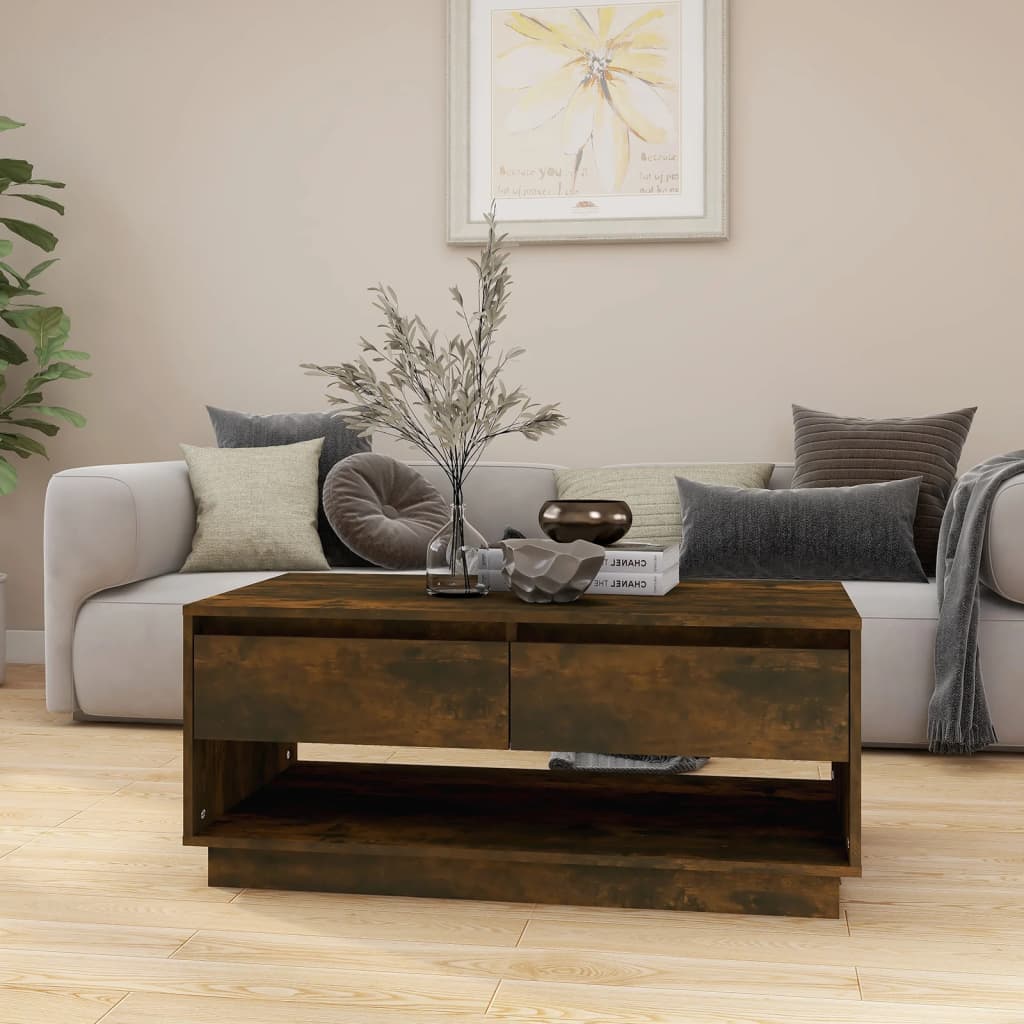 Coffee Table Smoked Oak 102.5 x 55 x 44 cm Wood Based Material