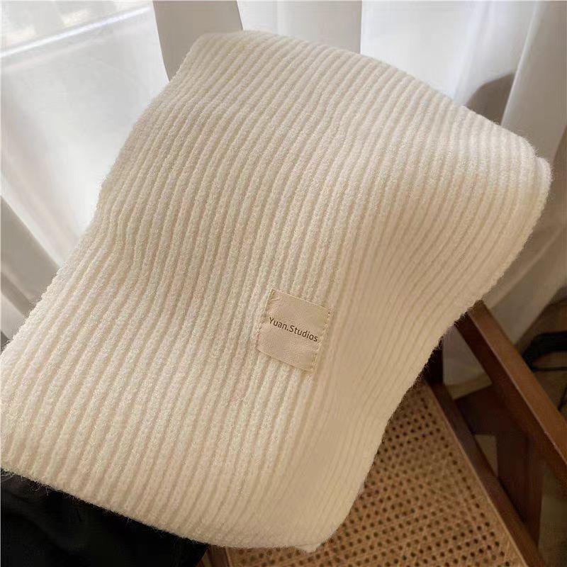 Women's Korean Style Soft Wool Knit Scarf - Winter Fashion, Thickened Warmth, Versatile for Students