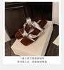 Sheepskin Color Matching Retro Square Head with Wedge Heel Slippers Women's Summer Wear Korean Version Open-toed High-heeled Sandals