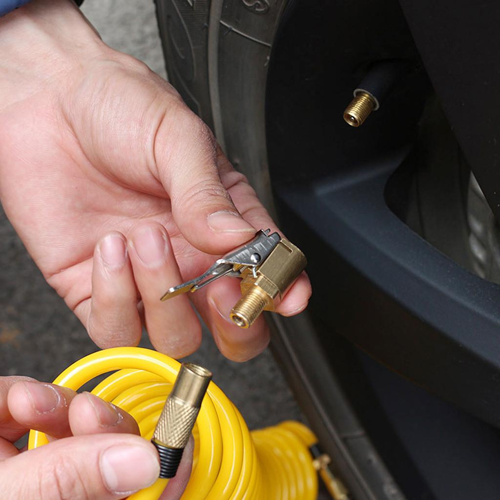 Portable Lock on Air Chuck Mini Air Compressor Tire Inflator Tyre Chuck Hose End 8mm Barb Connector for Auto Hose Repair