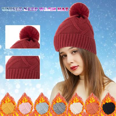 Outdoor Winter Adult Neutral Keep Warm Hairball Hats Plush Knitted Woolen Hat