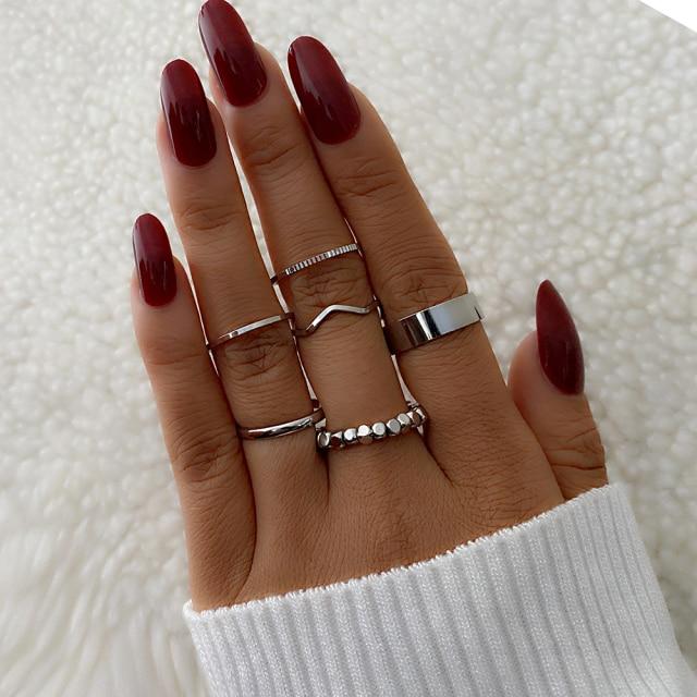 10 Stuks/Set Mode Punk Minimalistisch Midi Ronde Twist Ring Set voor Vrouwen Bohemien Vintage Metalen Knokkel Vingerringen Sieraden brown