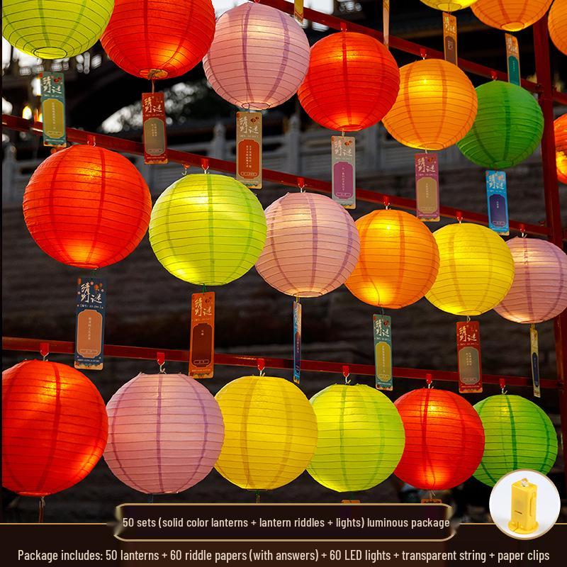 Mid-Autumn Festival Chinese Luminous Flower & Palace Lanterns with Riddle Hanging Ornaments