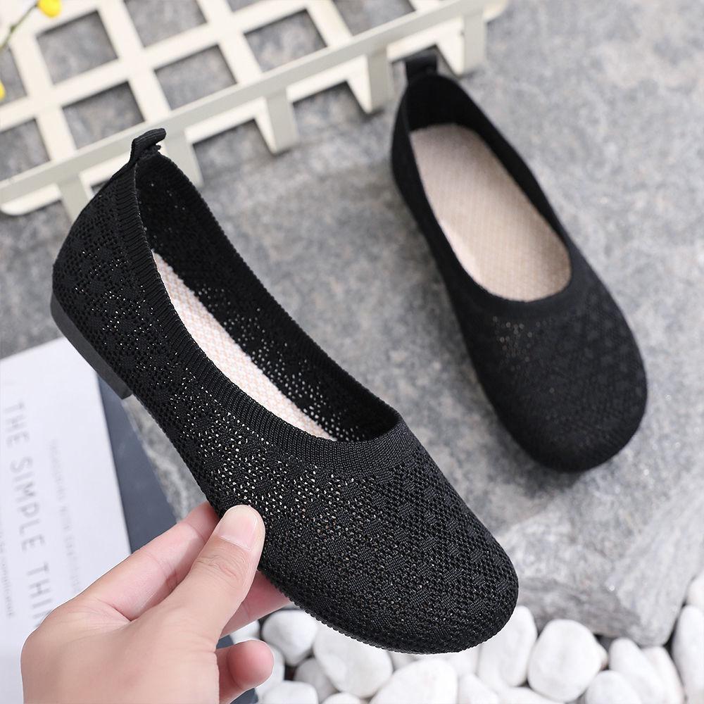 Summer New Sandals Mesh Breathable Women's Shoes Anti Slip Black Work Shoes Comfortable Casual Single Shoes