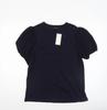 F&F Women’s Blue Puff Sleeve Cotton T-Shirt UK 14