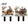 Winter Fairy Tale Decor Christmas Elf Garden Stake, Santa Reindeer Sleigh Acrylic Yard Decorative Flower Pot Inserts Sign, Outdoor Holiday Decoration