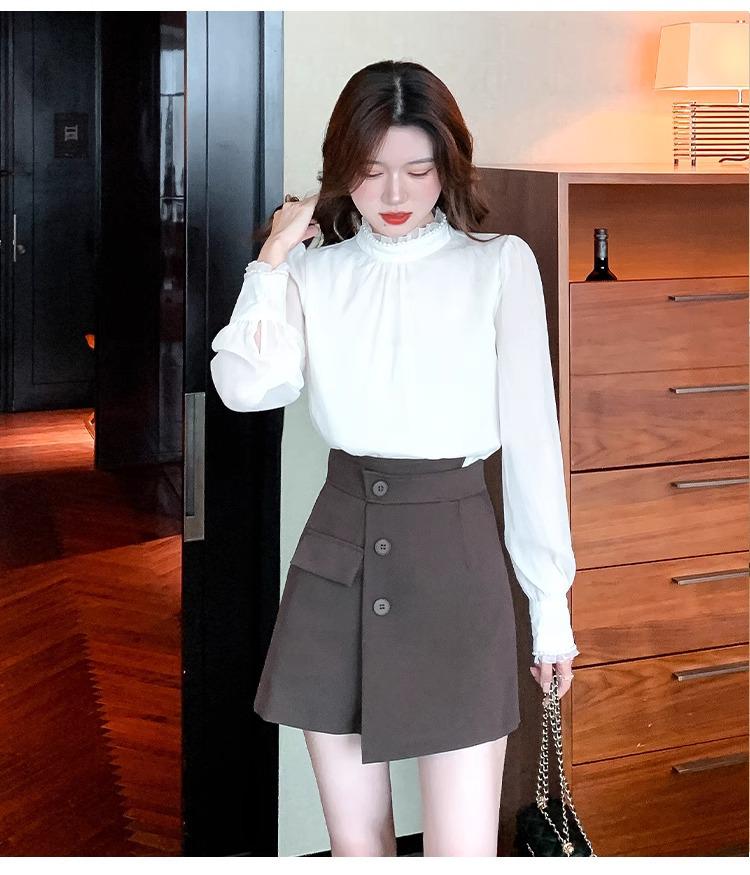 High-Waisted Irregular Korean-Style Women's Wide-Leg Slimming Culottes for Autumn 2023