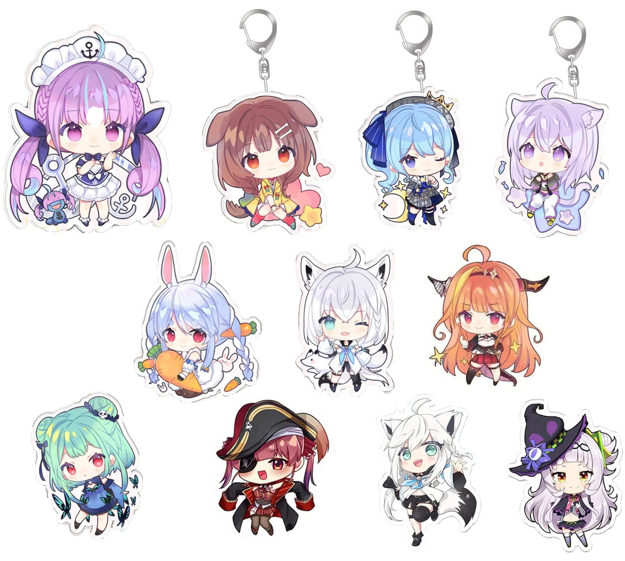 

XerathDIY 11-piece set of key holders, key chains, for events, everyday use, costume props, moe goods, anime bags, cell phones, keys, cars,