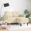 2 Seater L Shaped Sofa with Chaise Longue Cream 125 Cm Fabric