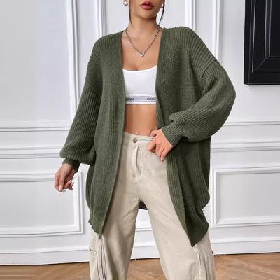 Φθινοπωρινό και Χειμώνα Γυναικείο πουλόβερ απλό casual μονόχρωμο ζακέτα