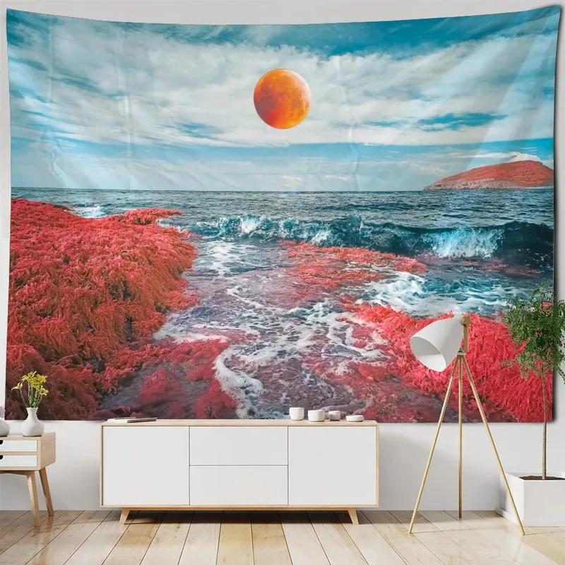 Cave Scenery Moon Pattern Tapestry Home Wall Decoration Tapestry Bedroom Living Room Tapestry