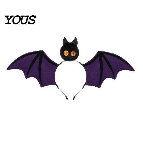 Burgundy Purple Bat Headwear Halloween Hairband, Plush Wing Gothic Style Headband, Cute Headpiece Costume Cosplay Party Accessories for Women