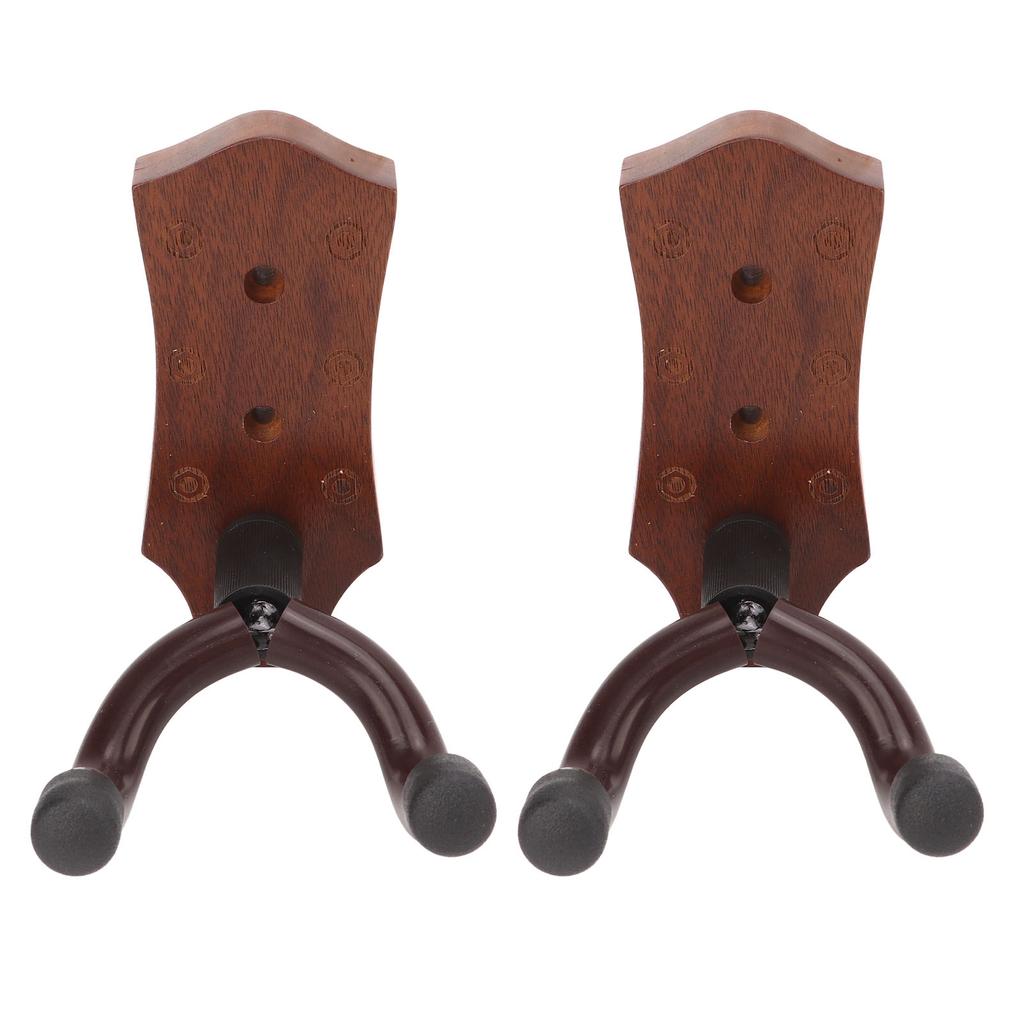 2pcs Guitar Wall Hanger Elegant Black Walnut Guitar Wall Mount for Mandolin Guitar Banjo Ukulele