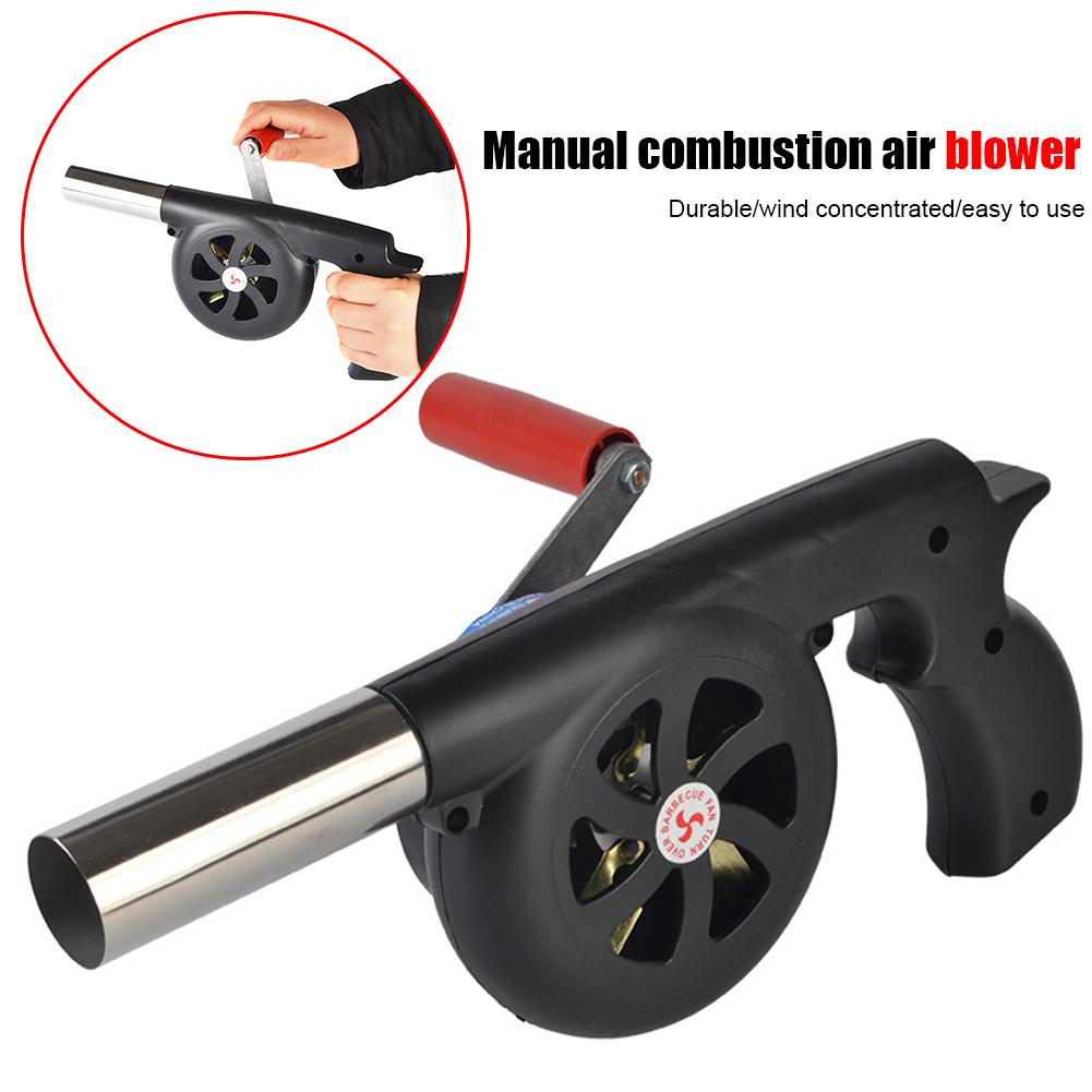 Barbecue Air Blower Handheld BBQ Grill Fire Bellows Manual Air Grill Blower Hand Crank Heat Insulation Kitchen Gadgets Tool China Mainland