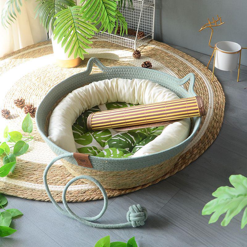 Rattan Woven Cat Bed: All-Season Winter Warm Nest for Pets