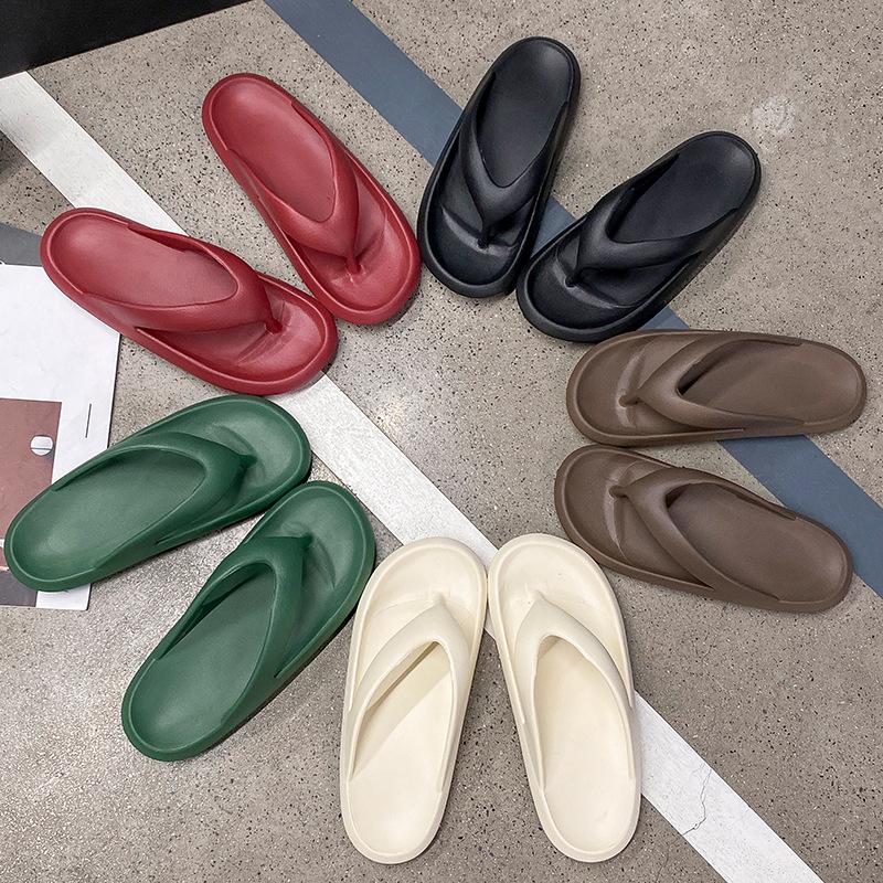 Flip-flops women's summer clip beach couple's new foot thick-soled outer wear sandals men's bathroom bath non-slip slippers
