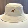 Fisherman Casual Cotton Cap With Cartoon Dog Embroidery Design For Daily
