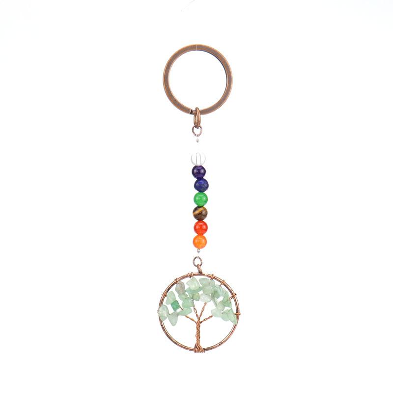 Temu Natural Crystal Colorful Stone Tree Of Life Keychain Bag Pendant Pendant Chakra Keychain K01