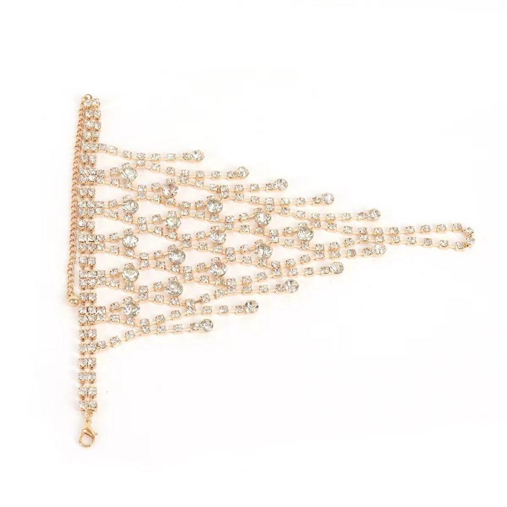 Elegant Rhinestone Bracelet Trendy Hand Crystal Bracelet Chain Finger Bangle Bracelet Beach Party
