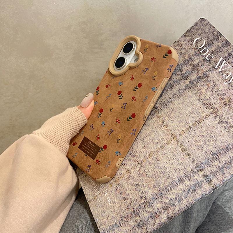 Autumn and Winter Leather Full Screen Flowers Are Suitable for Apple 16 Mobile Phone Case IPhone 15 Protective Case Apple 14 Full Cover Protection