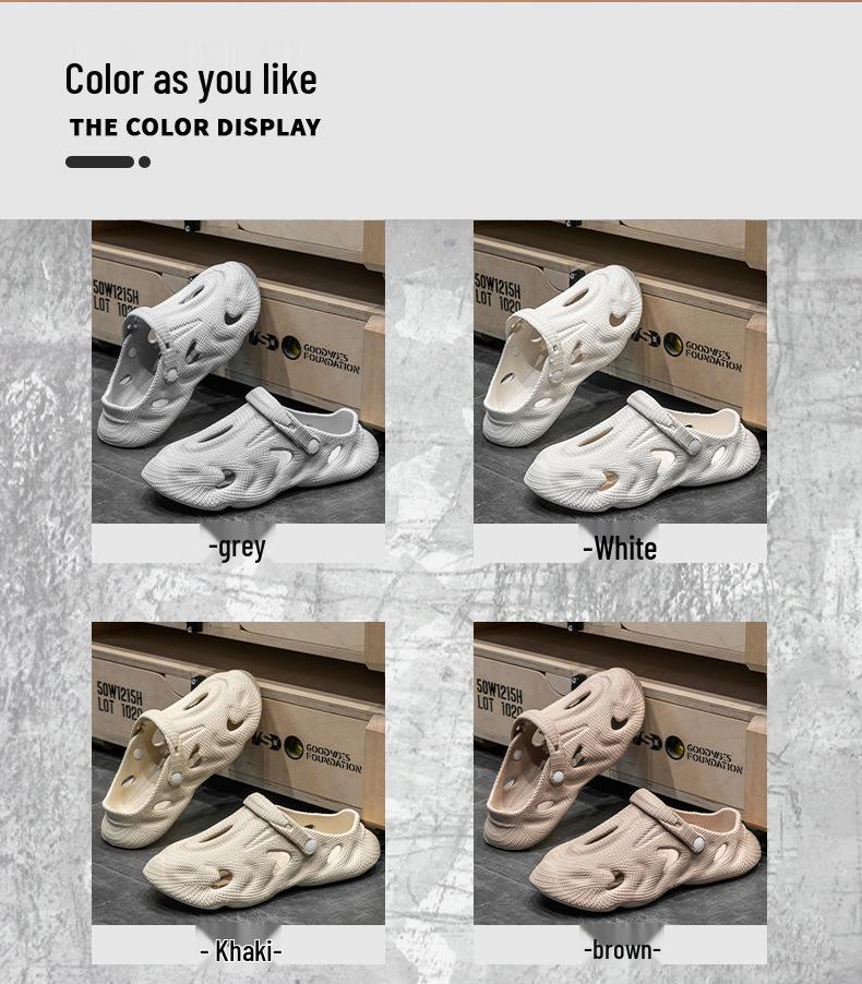 Men's Coconut Hole Non-Slip Outdoor Beach Sandals - Summer Baotou Slippers