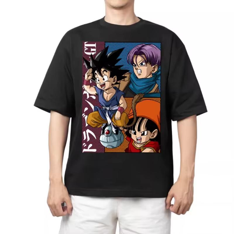 2026 New Dragon Ball Pattern Printed Tshirt  Mens Americanstyle Retro Versatile Shortsleeved Tshirt