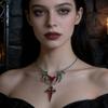 Detailed Gothic Punk Bat Wing and Heart Crosses Pendant Necklace Crafted from Alloy for Long Time Use